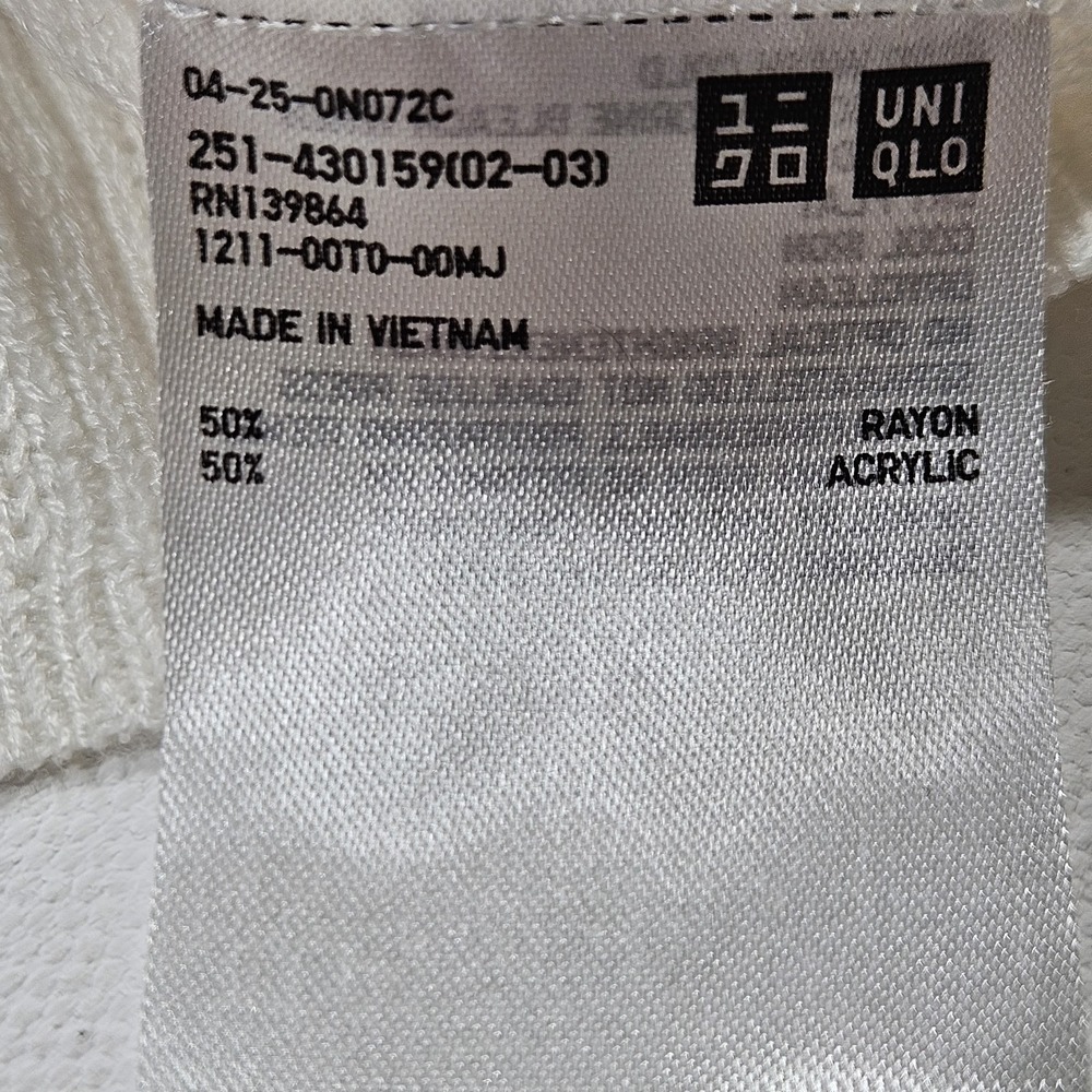 Uniqlo Knit Top Womens XS Off White Ribbed Dolman Sleeve Boat Neck Sweater - Picture 3 of 8